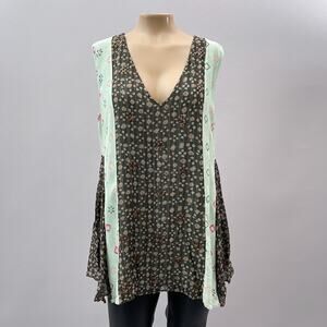 Verb Pallavi Singhee Top Women S Blue Multicolor Sleeveless Beaded Boho Metallic